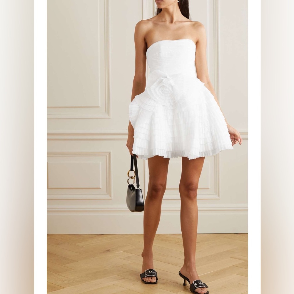 Aje Expressive Tiered Pleated Organza Mini Dress